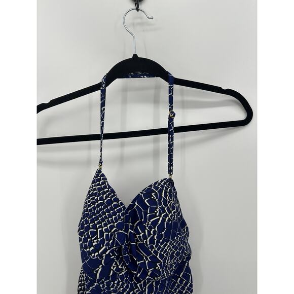 Shore Shapes Swimwear One Piece Bathing Suit Women 14 Blue Printed Skirt Cinch - Picture 3 of 8